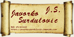 Javorko Surdulović vizit kartica